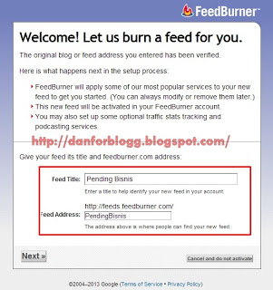 Cara Mendaftarkan Blog ke RSS FeedBurner