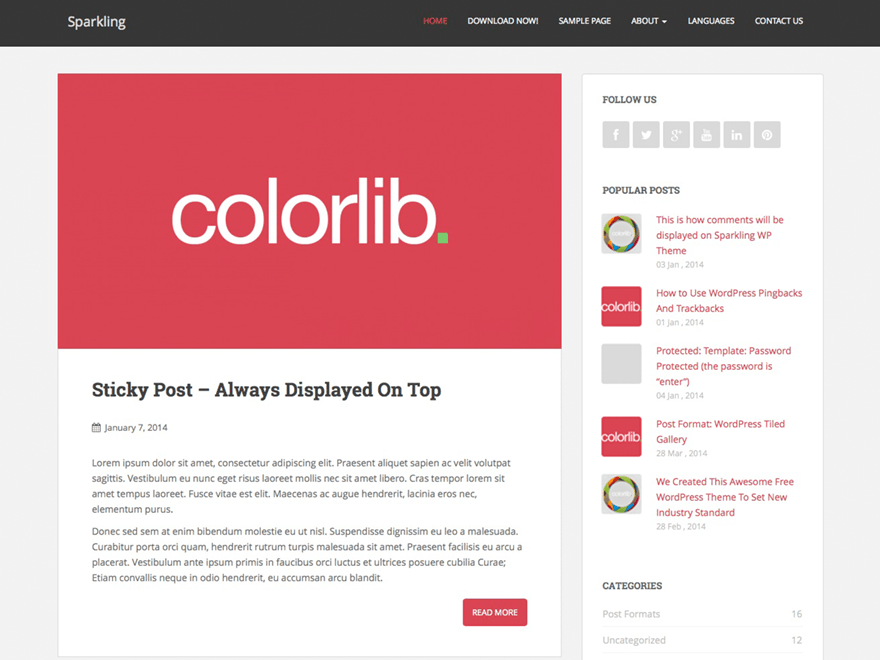 Sparkling Dari Colorlib - Template WordPress Gratis Terbaik Saat Ini